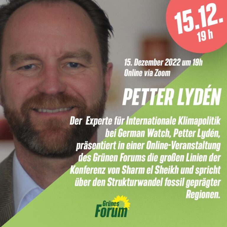 Grünes Forum online mit Petter Lyden